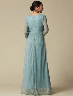 Green Fashion Party/Wedding Guest V Neck Long Sleeve Sparkle Polyester Maxi Dress dress to impress 2024