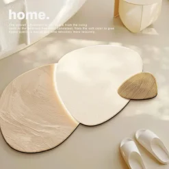 Green Plant Bathroom Mat, Bathroom Water Absorbing Mat, Home-shaped Door Mat, Silicate Mud Rug