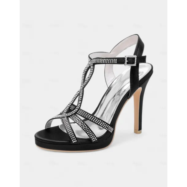 Green Rhinestone High Heel Strappy Sandals for Women's Cocktail Parties and Evening Occasions and Wedding