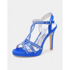 Green Rhinestone High Heel Strappy Sandals for Women's Cocktail Parties and Evening Occasions and Wedding