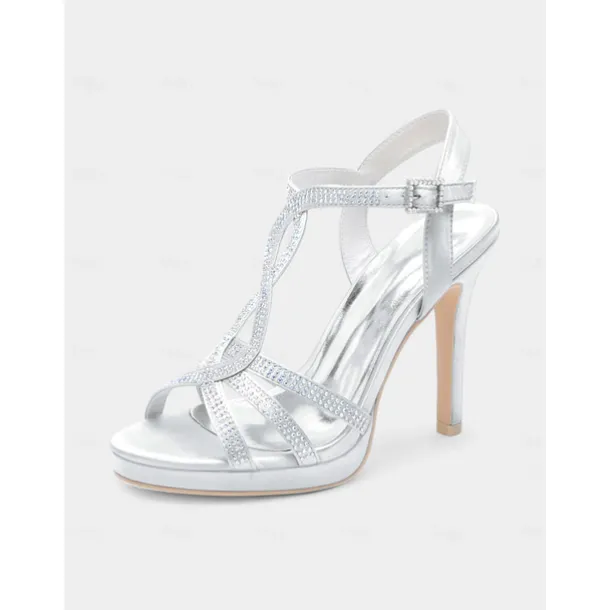 Green Rhinestone High Heel Strappy Sandals for Women's Cocktail Parties and Evening Occasions and Wedding