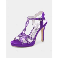 Green Rhinestone High Heel Strappy Sandals for Women's Cocktail Parties and Evening Occasions and Wedding