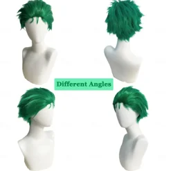 Green Spiky Short Wig Layered Wig for Men for Anime Cospaly Costume Staight Synthetic Wig for Carnival Christmas Event with Wig Cap St.Patrick's Day Wigs