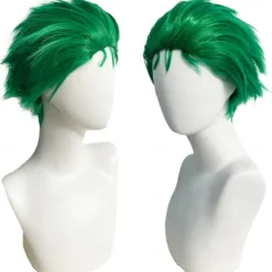 Green Spiky Short Wig Layered Wig for Men for Anime Cospaly Costume Staight Synthetic Wig for Carnival Christmas Event with Wig Cap St.Patrick's Day Wigs