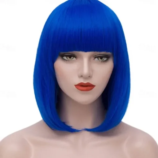 Green Wigs for Women 12'' Short Green Bob Wig with Bangs Natural Synthetic Soft Wig Cute Colored Wigs for St Patrick's Day Party Halloween St.Patrick's Day Wigs