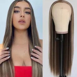 Green Wigs Long Straight Synthetic Wig Irish Green Heat Resistant No Lace Front Wigs with Baby Hair Glueless Peluca for St Patricks Cosplay Party for Fashion Women 22 Inch Halloween Wigs