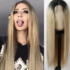 Green Wigs Long Straight Synthetic Wig Irish Green Heat Resistant No Lace Front Wigs with Baby Hair Glueless Peluca for St Patricks Cosplay Party for Fashion Women 22 Inch Halloween Wigs