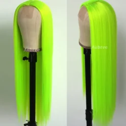 Green Wigs Long Straight Synthetic Wig Irish Green Heat Resistant No Lace Front Wigs with Baby Hair Glueless Peluca for St Patricks Cosplay Party for Fashion Women 22 Inch Halloween Wigs