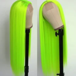 Green Wigs Long Straight Synthetic Wig Irish Green Heat Resistant No Lace Front Wigs with Baby Hair Glueless Peluca for St Patricks Cosplay Party for Fashion Women 22 Inch Halloween Wigs