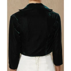Green Women's Bolero Shrug Velvet Coats / Jackets Elegant Keep Warm 3/4 Length Sleeve Velvet Wedding Guest Wraps With Pure Color For Wedding Fall & Winter dress to impress