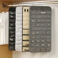 48Grids Hanging Jewelry Storage Earrings Necklace Bracelet Hanging Transparent Bag With Compartments Holder Organizer