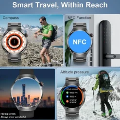 GT4 Pro Smart Watch 1.54“ AMOLED HD Screen Sport Bluetooth Call NFC Compass GPS Men Women Business Waterproof Smartwatch Activity Tracker Compatible with Android iOS