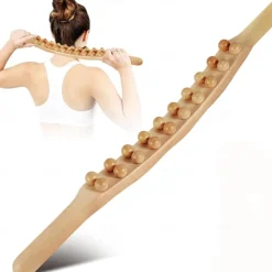 Guasha Wood Stick Massage Tool,20 Beads Wood Massage Roller Stick,Lymphatic Drainage Massager for Body Shaping,Gua Sha Tools for Back Leg