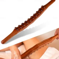 Guasha Wood Stick Massage Tool,20 Beads Wood Massage Roller Stick,Lymphatic Drainage Massager for Body Shaping,Gua Sha Tools for Back Leg