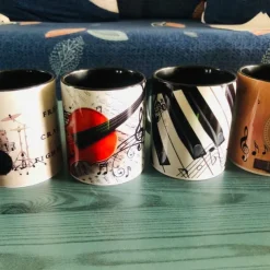 Guitar Coffee Cup Musical Coffee Mugs, Guitar Cup Travel Mug Funny Drinking Cup Desk Decor,11.2oz Ceramic Mug Tea Mug, Birthday Christmas Gifts for Music Lover