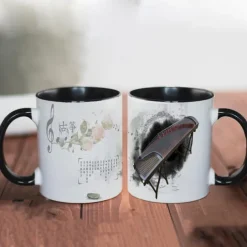 Guitar Coffee Cup Musical Coffee Mugs, Guitar Cup Travel Mug Funny Drinking Cup Desk Decor,11.2oz Ceramic Mug Tea Mug, Birthday Christmas Gifts for Music Lover