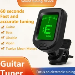 Guitar Tuner Digital Clip-On Tone Tuner for Electric Urikri Bass Violin Universal 360 Degree Rotatable Sensitive Built-in Batter