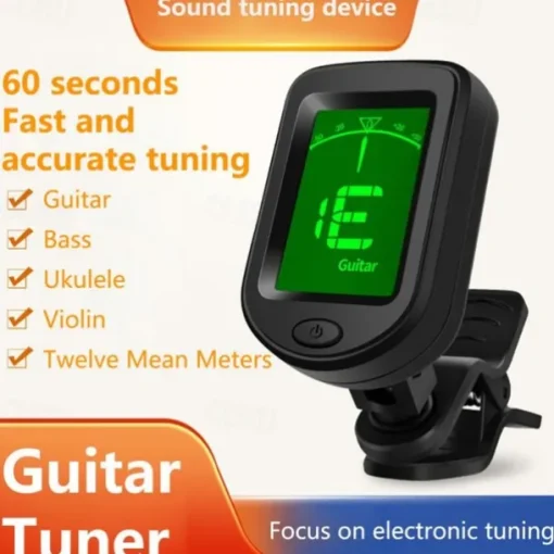 Guitar Tuner Digital Clip-On Tone Tuner for Electric Urikri Bass Violin Universal 360 Degree Rotatable Sensitive Built-in Batter
