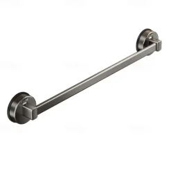Gunmetal Carbon Steel Towel Rack, Suction Cup Wall-Mounted, No-Drill Bathroom Storage Shelf with Single Bar for Towels and Bath Accessories