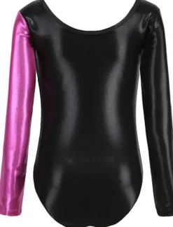 Gymnastics Leotards Women's Girls' Bodysuit Leotard Spandex High Elasticity Breathable Handmade Sparkly Long Sleeve Training Competition Dance Rhythmic Gymnastics Artistic Gymnastics Blue Sky Blue