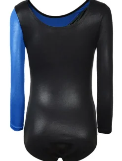 Gymnastics Leotards Women's Girls' Bodysuit Leotard Spandex High Elasticity Breathable Handmade Sparkly Long Sleeve Training Competition Dance Rhythmic Gymnastics Artistic Gymnastics Blue Sky Blue