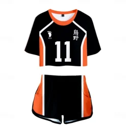 Haikyuu Hinata Shoyo Shorts Crop Top Gym Wear Anime 3D 3D Harajuku Graphic For Women's Adults' Back To School 3D Print