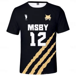 Haikyuu T-shirt Cartoon Back To School Print Harajuku Graphic Kawaii For Couple's Men's Women's Adults' Masquerade Back To School 3D Print Casual Daily Activewear