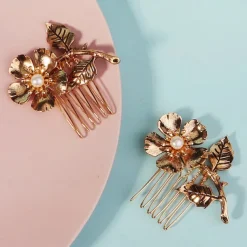 Hair Combs Headdress Headpiece Imitation Pearl Alloy Wedding Cocktail Vintage Luxury With Faux Pearl Flower Headpiece Headwear