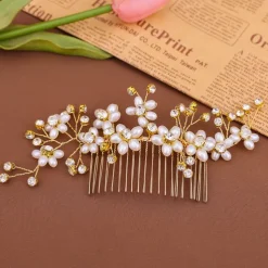 Hair Combs Headdress Imitation Pearl Rhinestone Wedding Cocktail Elegant Luxury With Rhinestone Faux Pearl Headpiece Headwear
