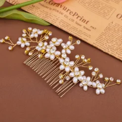 Hair Combs Headdress Imitation Pearl Rhinestone Wedding Cocktail Elegant Luxury With Rhinestone Faux Pearl Headpiece Headwear
