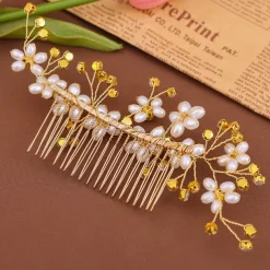 Hair Combs Headdress Imitation Pearl Rhinestone Wedding Cocktail Elegant Luxury With Rhinestone Faux Pearl Headpiece Headwear