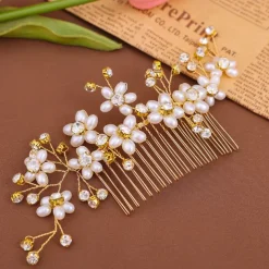 Hair Combs Headdress Imitation Pearl Rhinestone Wedding Cocktail Elegant Luxury With Rhinestone Faux Pearl Headpiece Headwear