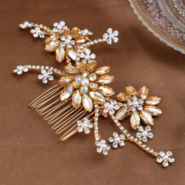 Hair Combs Headdress Rhinestone Alloy Wedding Cocktail Elegant Luxury With Faux Pearl Crystals Headpiece Headwear