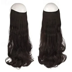 Hair Extensions Invisible Secret Wire Hidden Crown Hair Extensions One Piece Curly Wavy Hidden Hair Extension Synthetic Hairpieces for Women 20 Inch