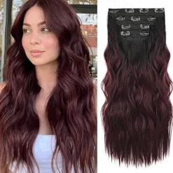 Hair Extensions, 4PCS Clip in Hair Extensions Natural Soft Synthetic Hairpieces for Women