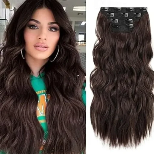 Hair Extensions, 4PCS Clip in Hair Extensions Natural Soft Synthetic Hairpieces for Women