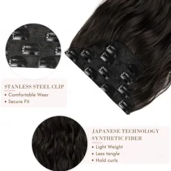 Hair Extensions, 4PCS Clip in Hair Extensions Natural Soft Synthetic Hairpieces for Women
