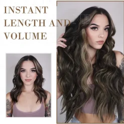 Hair Extensions, 4PCS Clip in Hair Extensions Natural Soft Synthetic Hairpieces for Women