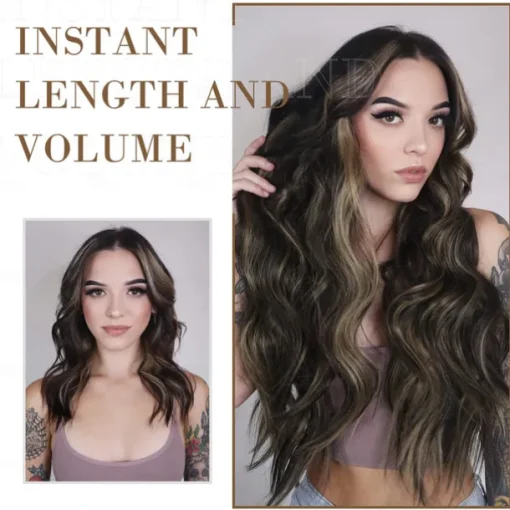 Hair Extensions, 4PCS Clip in Hair Extensions Natural Soft Synthetic Hairpieces for Women