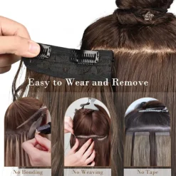 Hair Extensions, 4PCS Clip in Hair Extensions Natural Soft Synthetic Hairpieces for Women