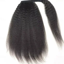 Hair Extensions Ponytail Extensions Virgin Kinky Straight Human Hair Wrap Around Ponytail Remy Hair Extensions Clip in Hair Extensions with Magic Paste One Piece Hairpiece Hair For Women Natural Color