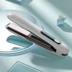 Hair Iron USB Rechargeable Cordless 2-Way Straight & Curl Mini Hair Iron 4 Temperature Adjustment LED Temperature Display Rapid Heating