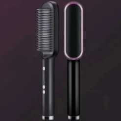 Hair Straightener Comb, 2-in-1 Hair Straightening Brush for Women with 5 Adjustment Temp & 10s Fast Heating,Anti-Scald Negative Ion Hair Straightener Styling Comb That Smoothes Hair Frizz