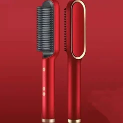 Hair Straightener Comb, 2-in-1 Hair Straightening Brush for Women with 5 Adjustment Temp & 10s Fast Heating,Anti-Scald Negative Ion Hair Straightener Styling Comb That Smoothes Hair Frizz