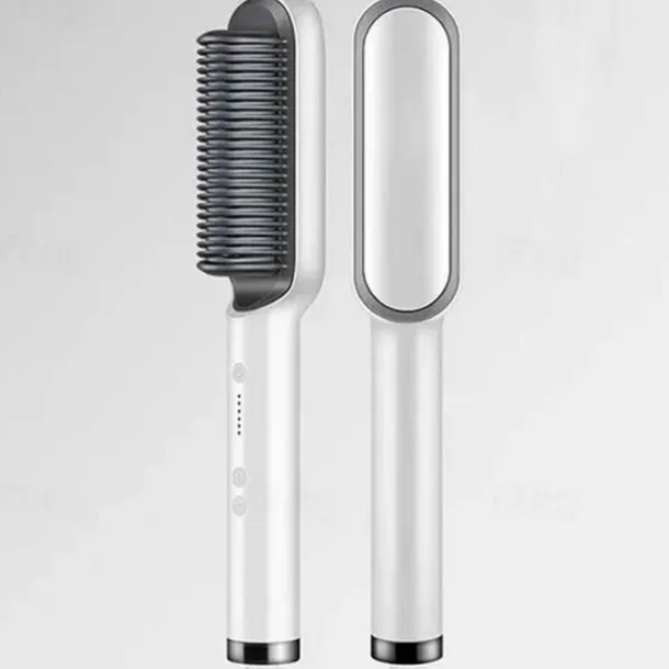 Hair Straightener Comb, 2-in-1 Hair Straightening Brush for Women with 5 Adjustment Temp & 10s Fast Heating,Anti-Scald Negative Ion Hair Straightener Styling Comb That Smoothes Hair Frizz