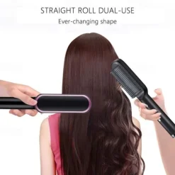 Hair Straightener Comb, 2-in-1 Hair Straightening Brush for Women with 5 Adjustment Temp & 10s Fast Heating,Anti-Scald Negative Ion Hair Straightener Styling Comb That Smoothes Hair Frizz