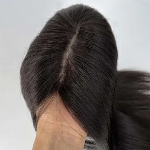 Hair Toppers for Women 100% Remy Human Hair Topper Hairpiece 12*13cm Full Silk Base Straight Hair for Thinning Hair Hair Loss Cover Gray Hair