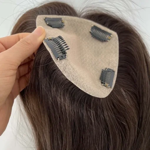 Hair Toppers for Women 100% Remy Human Hair Topper Hairpiece 12*13cm Full Silk Base Straight Hair for Thinning Hair Hair Loss Cover Gray Hair