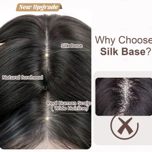 Hair Toppers for Women Real Human Hair, 14 Inch Scalp Line Hair Toppers Hair Pieces for Thinning Hair Parting, 100% Real Human Hair Toppers 1.5"x5" Silk Base Medium Brown Can Be Curled #4