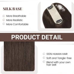 Hair Toppers for Women Real Human Hair, 14 Inch Scalp Line Hair Toppers Hair Pieces for Thinning Hair Parting, 100% Real Human Hair Toppers 1.5